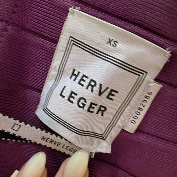 Herve Leger Royal Purple Iconic Body Con Dress - Picture 11 of 15